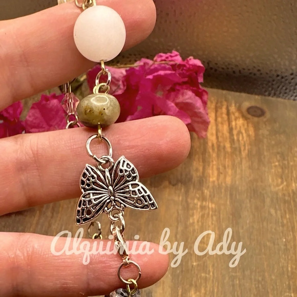 Rainbow multicolored multi stone chips beaded bracelet - Picture 2 of 3